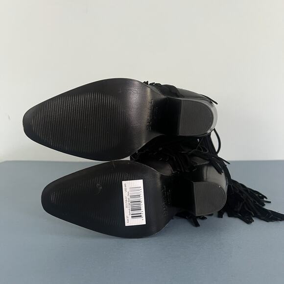 NWT Spell Sannah Fringe Onyx Black Leather Suede Western Tall Boots - Picture 14 of 15